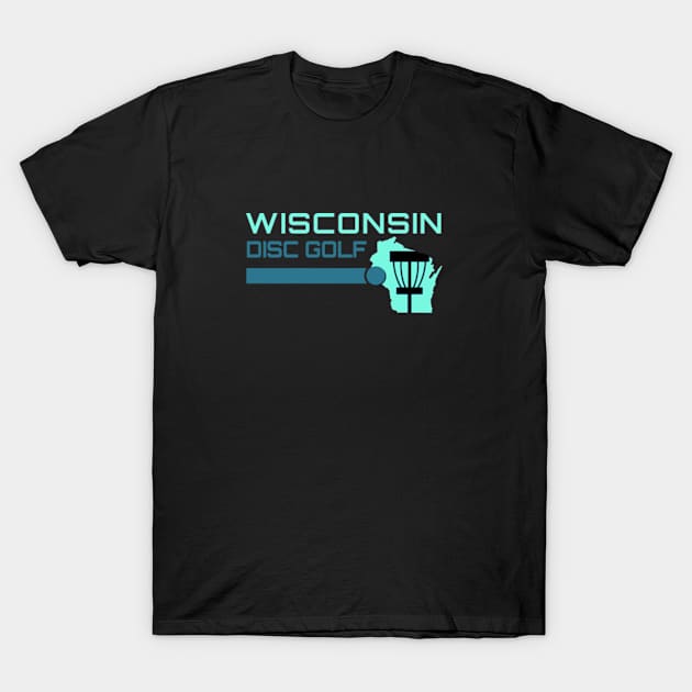 Wisconsin Disc Golf - Disc Line Light Green T-Shirt by grahamwilliams